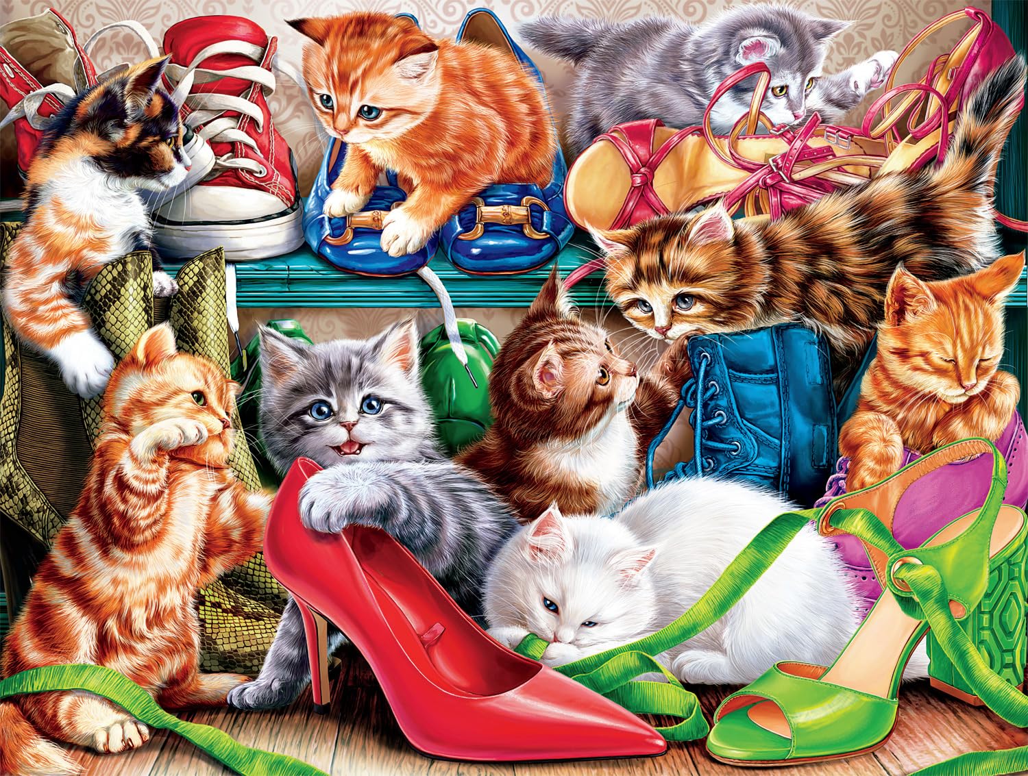 Amazon.com: Buffalo Games - Shoe Closet Kittens - 750 Piece Jigsaw